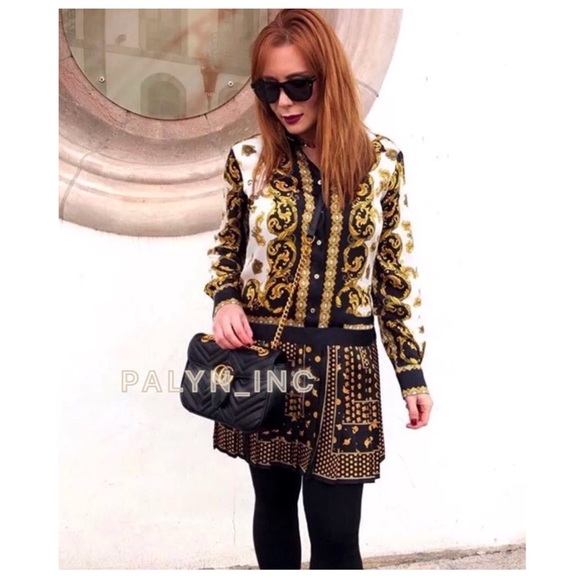 ❤️ZARA SHIRT COLLAR PRINTED DRESS w/ PLEATED SKIRT - Picture 5 of 5